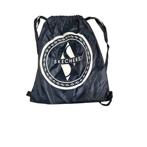 Skechers Navy Blue Drawstring Cinch Bag Backpack Athletic Gym Sackpack Logo
